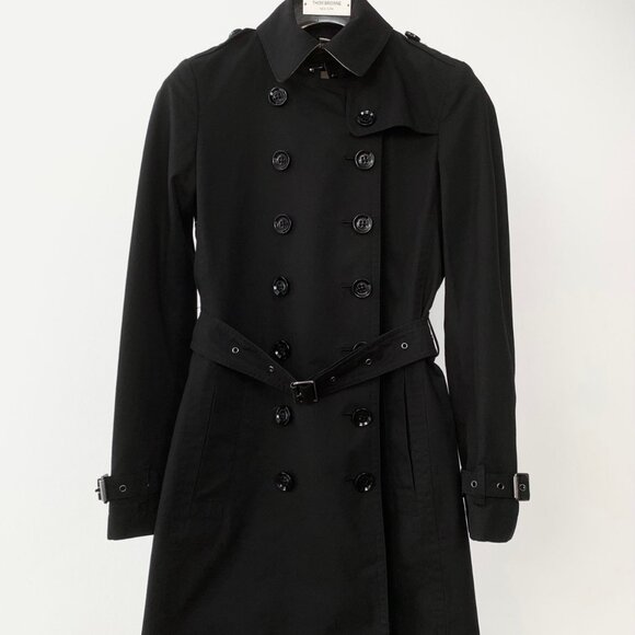 006465 Burberry Cotton Black Women's Classic Double-Breasted Long-Sleeved Lapel